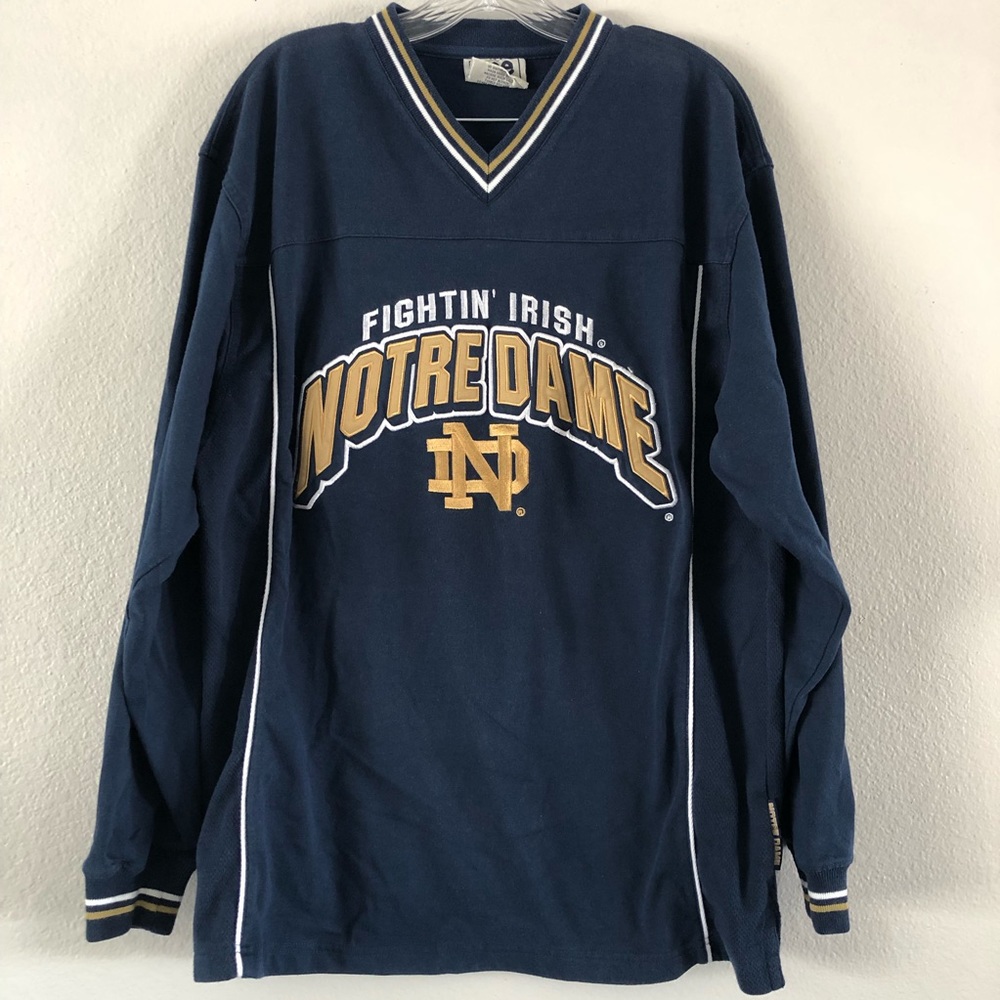 LEE Sport Notre Dame V-neck Embroidered sweater March Maddness Game gear vintage